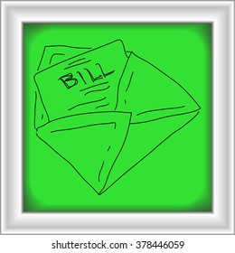 Simple hand drawn doodle of a bill in an envelope