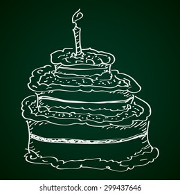 Simple hand drawn doodle of a birthday cake
