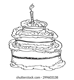 Simple hand drawn doodle of a birthday cake