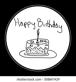 Simple hand drawn doodle of a birthday cake