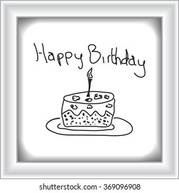 Simple hand drawn doodle of a birthday cake