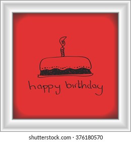 Simple hand drawn doodle of a birthday cake