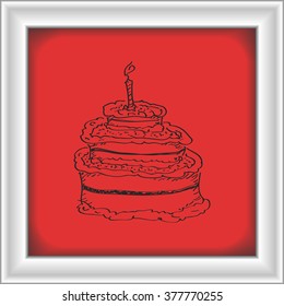 Simple hand drawn doodle of a birthday cake