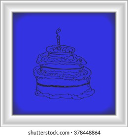 Simple hand drawn doodle of a birthday cake