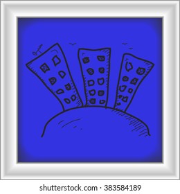 Simple hand drawn doodle of a block of flats