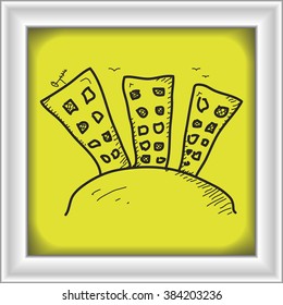 Simple hand drawn doodle of a block of flats
