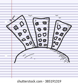 Simple hand drawn doodle of a block of flats