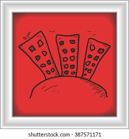 Simple hand drawn doodle of a block of flats