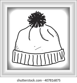 Simple hand drawn doodle of a bobble hat