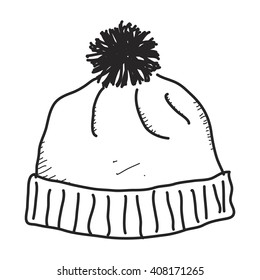 Simple hand drawn doodle of a bobble hat