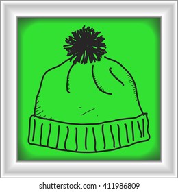 Simple hand drawn doodle of a bobble hat