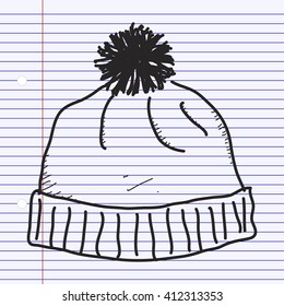 Simple hand drawn doodle of a bobble hat