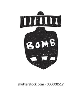 Simple hand drawn doodle of a bomb