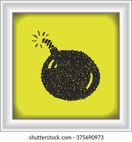 Simple hand drawn doodle of a bomb