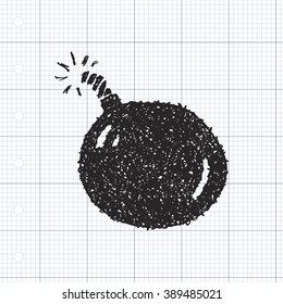 Simple hand drawn doodle of a bomb