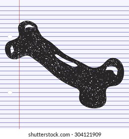 Simple hand drawn doodle of a bone