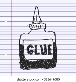 Simple hand drawn doodle of a bottle of glue
