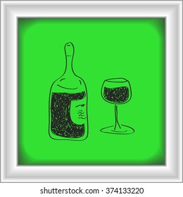 Simple hand drawn doodle of a bottle of wine