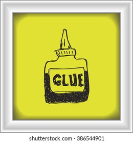 Simple hand drawn doodle of a bottle of glue