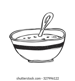 Simple hand drawn doodle bowl soup