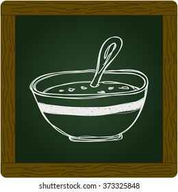 Simple hand drawn doodle of a bowl of soup