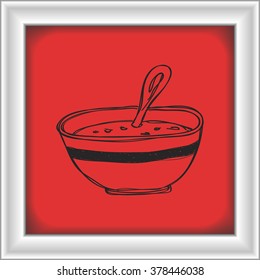 Simple hand drawn doodle of a bowl of soup