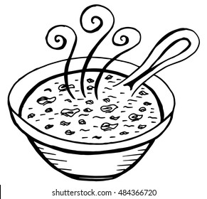 Simple hand drawn doodle bowl soup