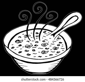 Simple hand drawn doodle of a bowl of soup