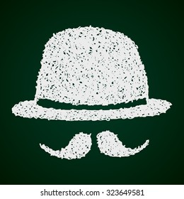 Simple hand drawn doodle of a bowler hat and moustache
