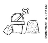 Simple hand drawn doodle of a bucket and spade