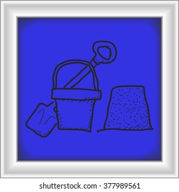 Simple hand drawn doodle of a bucket and spade
