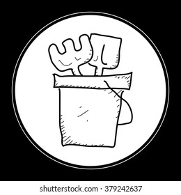 Simple hand drawn doodle of a bucket and spade