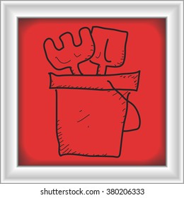 Simple hand drawn doodle of a bucket and spade