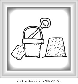 Simple hand drawn doodle of a bucket and spade