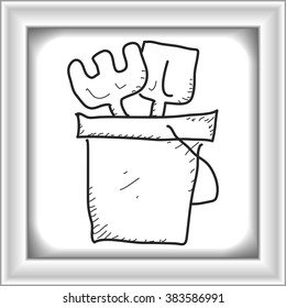 Simple hand drawn doodle of a bucket and spade