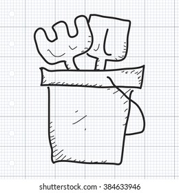 Simple hand drawn doodle of a bucket and spade