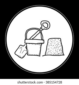 Simple hand drawn doodle of a bucket and spade