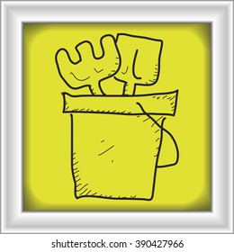 Simple hand drawn doodle of a bucket and spade