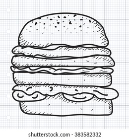 Simple hand drawn doodle of a burger