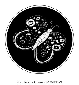 Simple hand drawn doodle of a butterfly