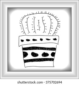 Simple hand drawn doodle of a cactus in a pot