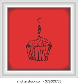 Simple hand drawn doodle of a cake