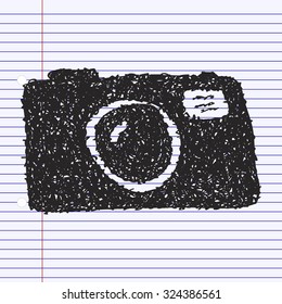 Simple hand drawn doodle of a camera