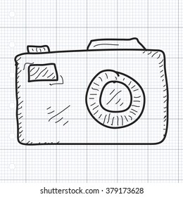 Simple hand drawn doodle of a camera