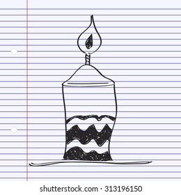 Simple hand drawn doodle of a candle