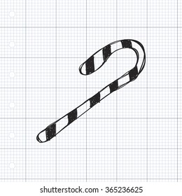 Simple hand drawn doodle of a candy cane