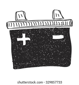 Simple hand drawn doodle of a car battery
