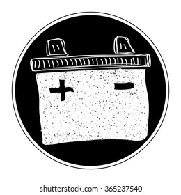 Simple hand drawn doodle of a car battery