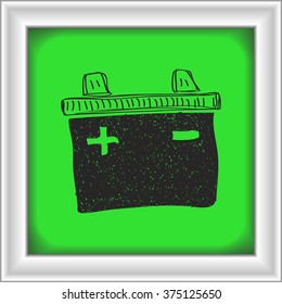 Simple hand drawn doodle of a car battery