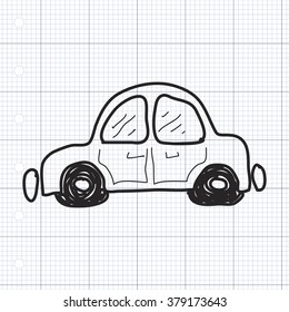 Simple hand drawn doodle of a car